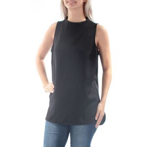 ALFANI Womens Black Zippered Sleeveless Crew Neck Hi-Lo Hi-Lo Top Size: 4